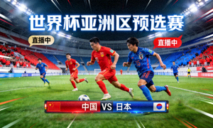 中国男足对阵日本男足世界杯预选赛直播画面
